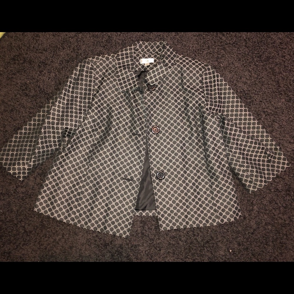 black and white patterned studio works jacket